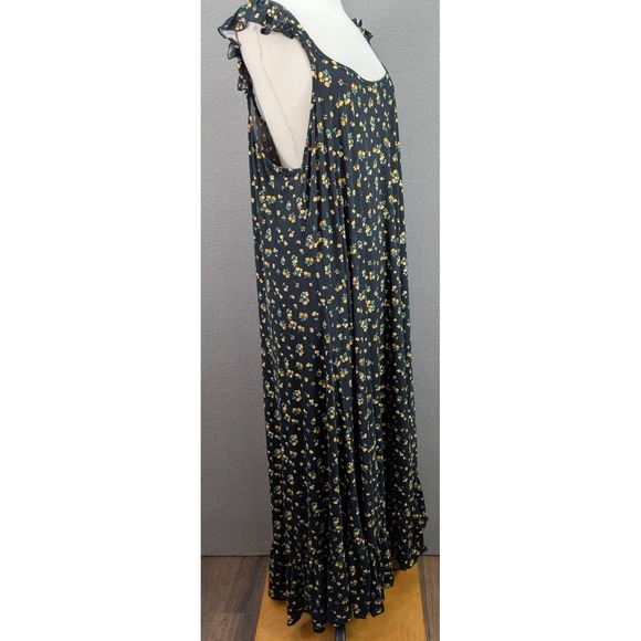 Ninexis Maxi Dress Women's Plus 1X Black Ruffle Floral Cottagecore Maternity NWT - Picture 5 of 11